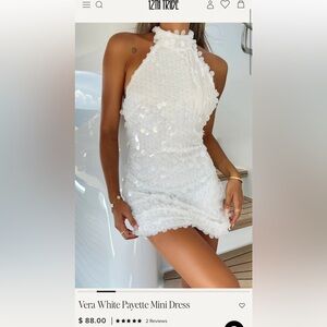 12th Tribe White Sequin Mini Dress